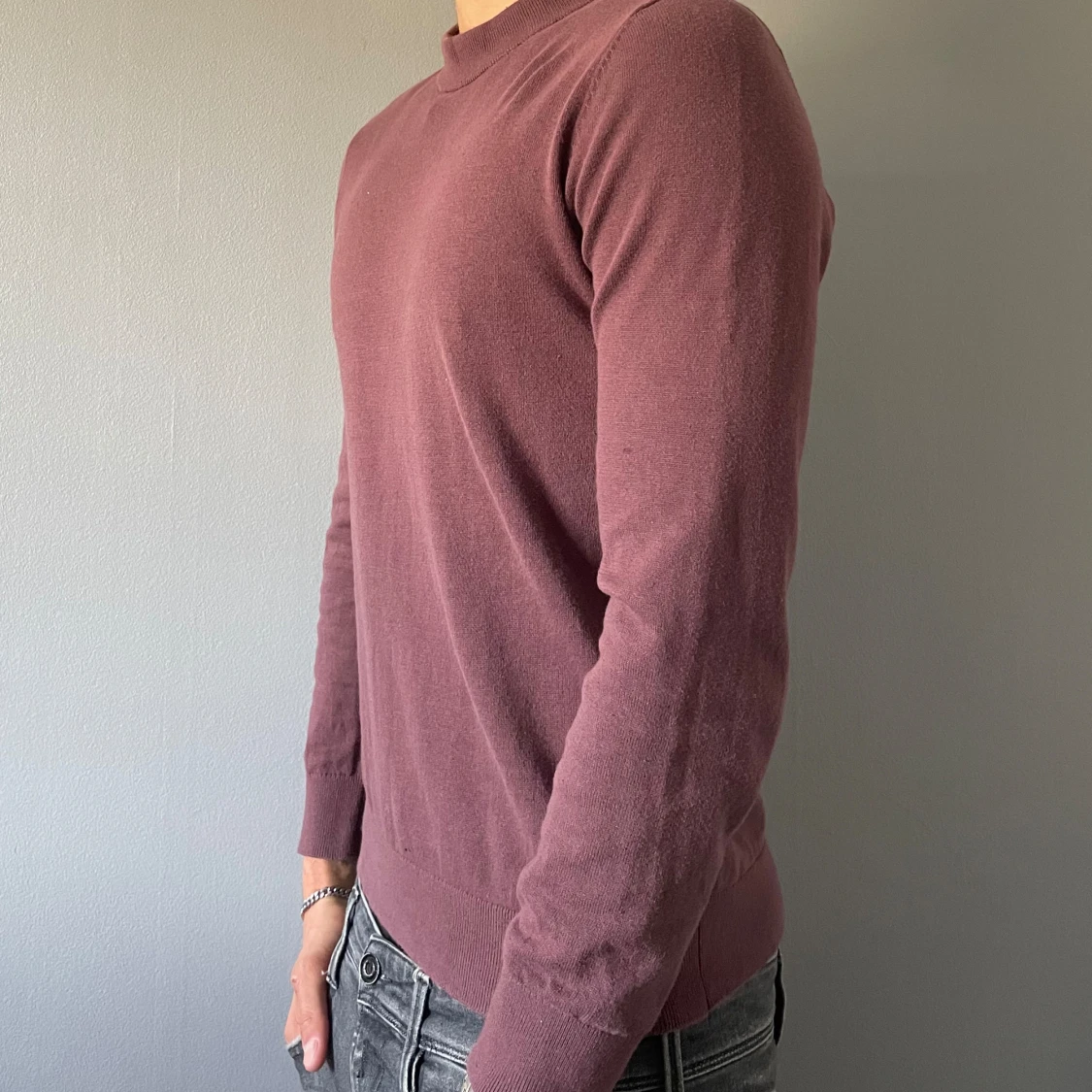 Vinröd långärmad tröja - 90