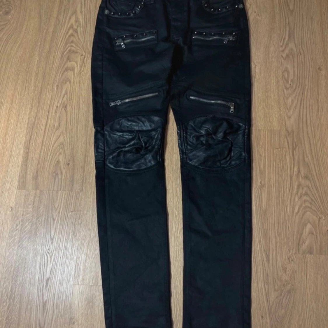 Läder jeans 