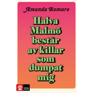 Halva Malmö består av killar som dumpat mig (pocket) - ”Jag är helt blown away av Amanda Romares debutroman … Hennes sätt att skriva är helt jäkla fantastiskt, så briljanta analyser. Irriterande träffsäkert och initierat, smärtsam igenkänning. Asgarvsframkallande humor men även nödvändig smärta.”Denise Rudberg ”En fenomenalt rolig bok om att uppriktigt längta efter kärlek men att om och om igen bli ratad av typer man kanske inte ens ville ha.”Anna Andersson, Aftonbladet  ”[Halva  Malmö ...]  rymmer  en  prosa med oväntat mycket mörker, och  samtidigt  är  det  så  förbannat  roligt … Att läsa Amanda Romare  är  som  att  lyssna  på  stud­sigt  glad  indiepop  med  oändligt  sorgliga texter. Som att dansa fastän hjärtat brister.”Kristina Lindquist, Dagens Nyheter Fyra av tio vuxna i Sverige lever i singelhushåll. Det borde finnas nästan tre miljoner singlar i vårt avlånga land, och ett enormt antal potentiella partners för den som längtar efter kärleken. Ändå vill ingen bli tillsammans med huvudpersonen i Amanda Romares svarta och underhållande debutroman. För ”I will always love you” är en mening som huvudpersonen i Halva Malmö består av killar som dumpat mig aldrig verkar få höra. På riktigt. Hon har testat allt. Dejtat killar över sin liga, i sin liga, under sin liga, svajpat på Tinder och raggat ute. Hon har dejtat jurister, forskare, bartenders, ingenjörer, livsmedelsförsäljare och snickare. Hon har varit undergiven och dominerande, men förblir övergiven. Hon har svårt att ens komma till second base, en andra dejt. Det är samma för hennes vänner. Tillsammans försöker de förstå den ekvation som det är att vara singel i det tjugoförsta århundradet. Halva Malmö består av killar som dumpat mig är en bister men underhållande lägesbeskrivning av jakten på kärlek från Skåne till Lycksele.   ”Det är både nattsvart och kul när Amandas Romares huvudkaraktär dejtar alla möjliga … En underhållande och stundvis igenkännbar bok om tinderträsk, dejting och singelliv.”Bäst just nu, Nöjesguiden ”Amanda Romare rör vid detta onämnbara. Skäms inte för att skriva fram det misslyckande som vår kultur betraktar den ofrivilliga som bärare av. Däri ligger den stora styrkan i hennes text. Att den vågar se de delar av livet vi absolut inte kan påverka rakt i ögonen. ”Halva Malmö består av killar som dumpat mig” ger röst till en erfarenhet som ingen fram tills nu klarat av att skildra med sådan precision. Je suis Amanda Romare. Alla singlar jag känner skulle bära t-shirten om den fanns.”Sara Martinsson, Smålandsposten ”[Halva  Malmö ...] är rena rama skriet från Tinderkulturen. Men Romare lyckas göra både konst och humor av det icke avundsvärda tillstånd som uppstår när man för-söker behålla sin mänsklighet i en värld full av Belgian blue-typer.”Catia Hultquist, Dagens Nyheter ”Boken är rolig och lättsam feelbad, fylld av självdistans”Elina Pahnke, Aftonbladet ”den är väldigt rolig, vilket i mina ögon är det högsta beröm man kan ge en bok eller författare.”Jonatan Unge, Fokus        Format Pocket   Omfång 309 sidor   Språk Svenska   Förlag Natur &amp; Kultur Allmänlitteratur   Utgivningsdatum 2022-05-04   ISBN 9789127172494  