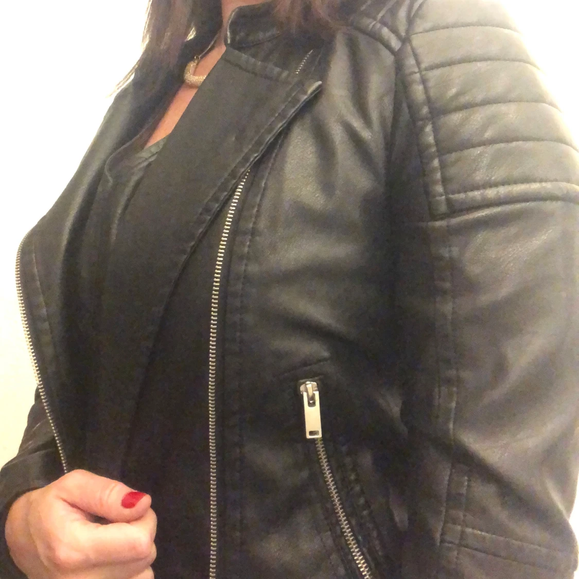 Svart biker jacka - 91