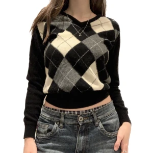 Stickad tröja - Stickad tröja med argylemönster 