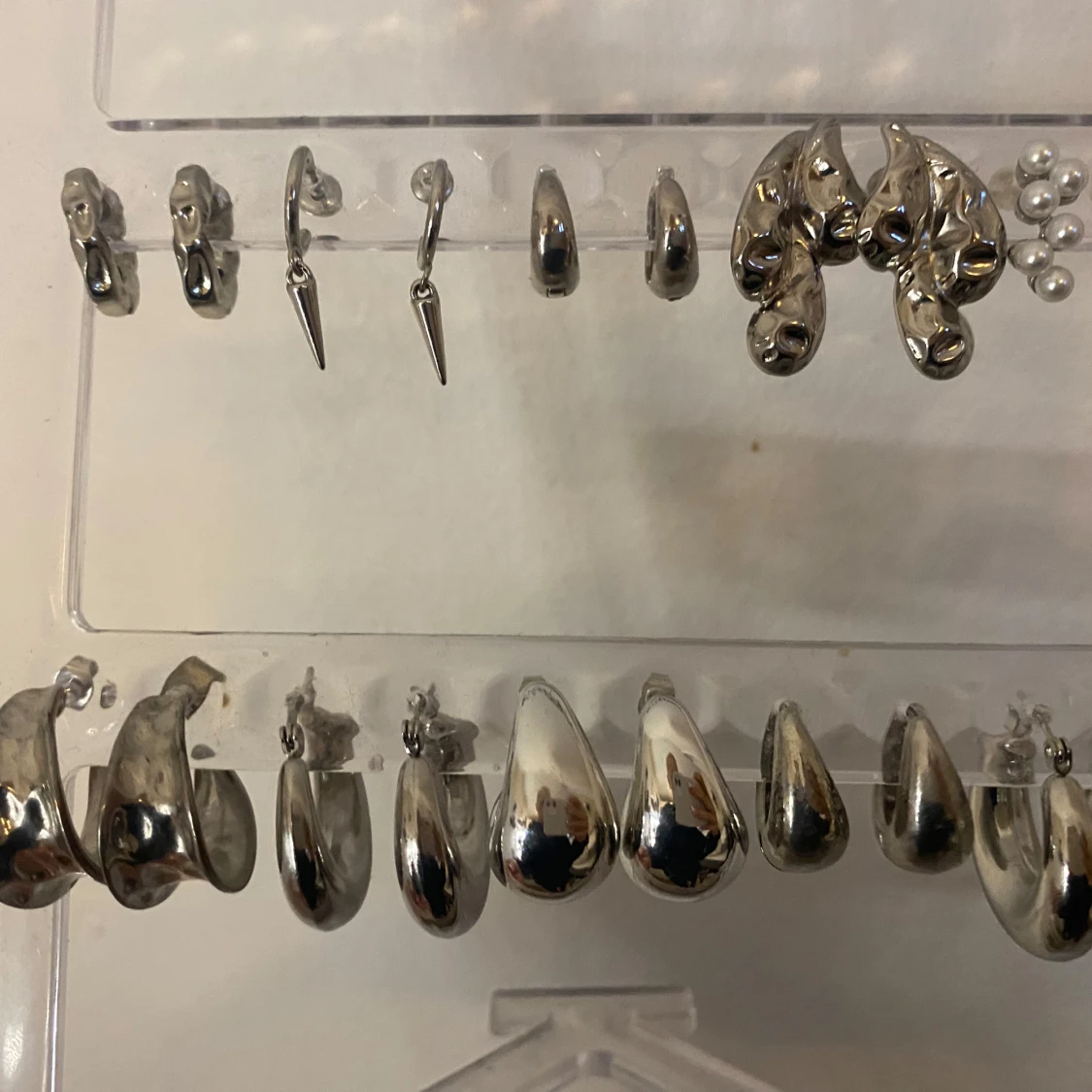 9st par örhängen i rostfritt silver stål - 2