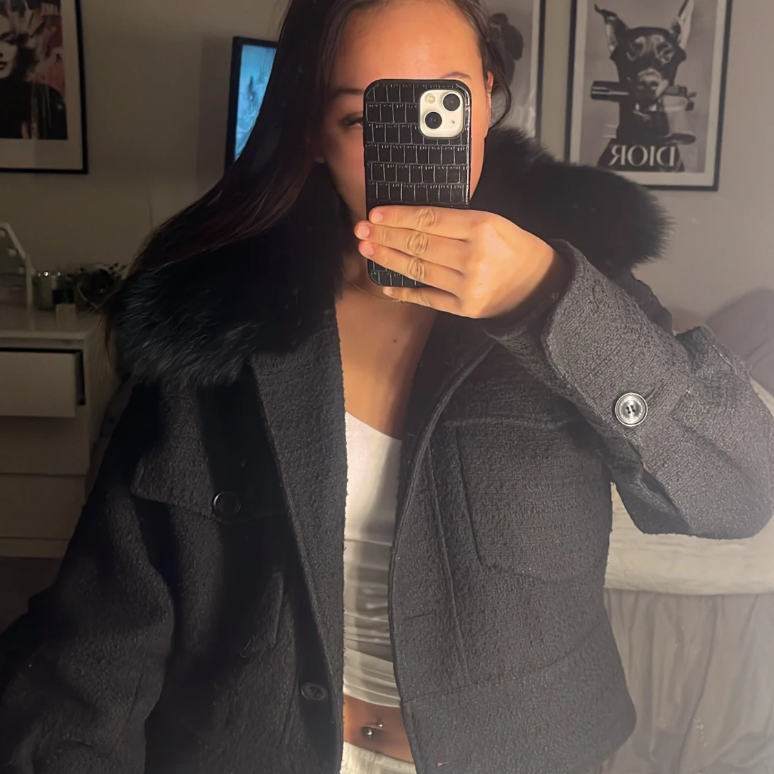 Svart pälsa jacka från Meotine - 3