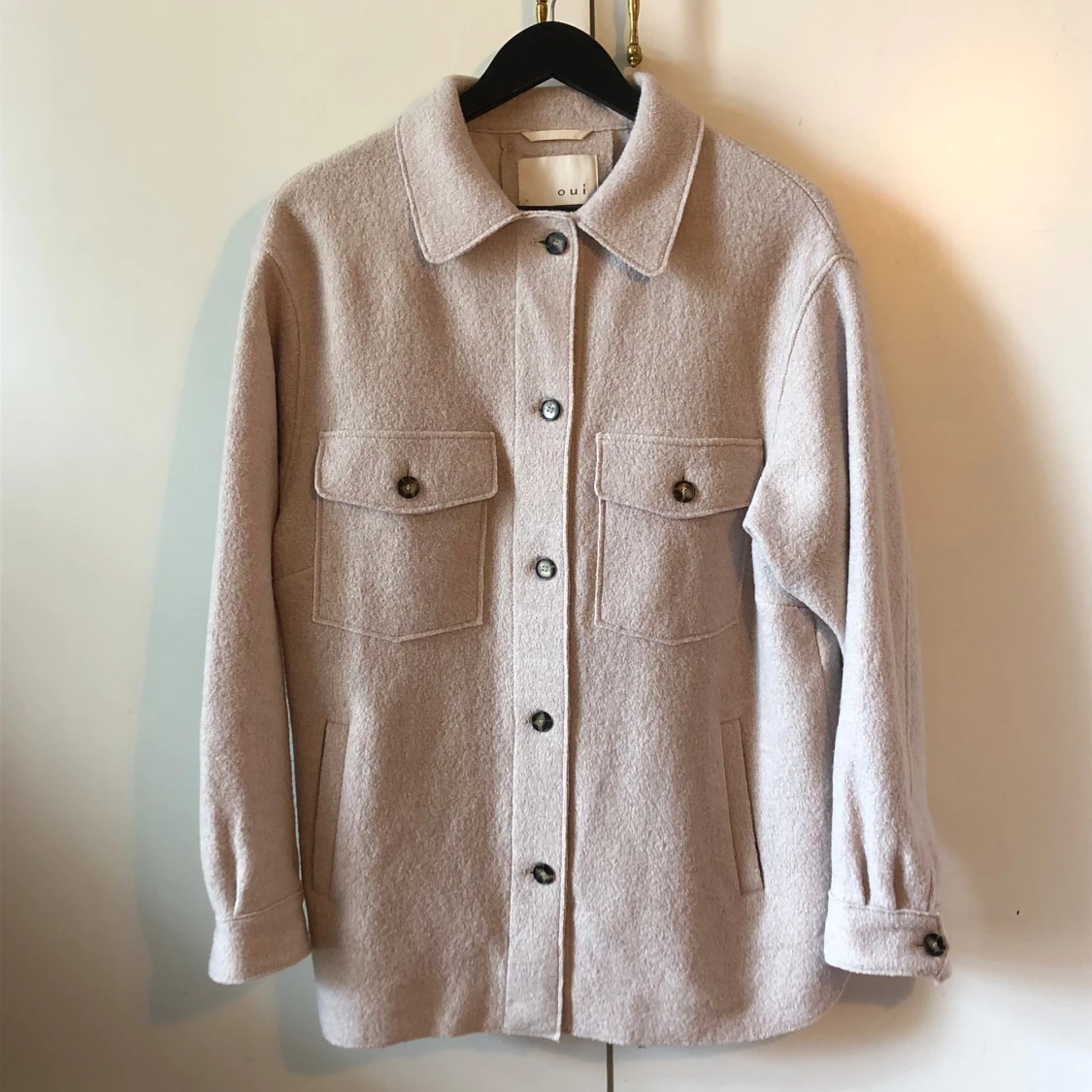Beige Overshirt i ull från Oui, 40-42
