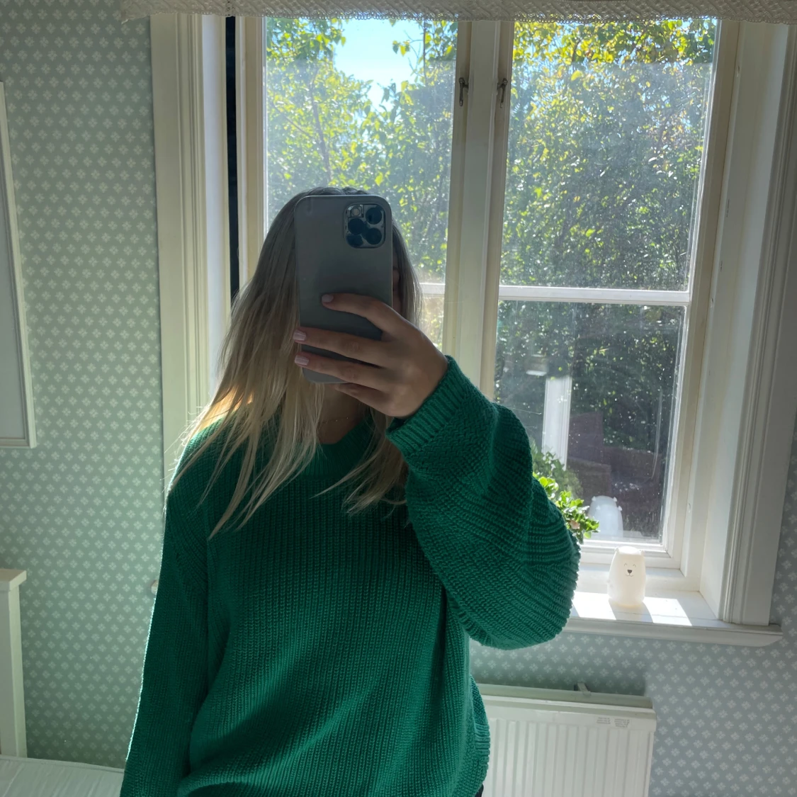 Grön stickad tröja  - 91