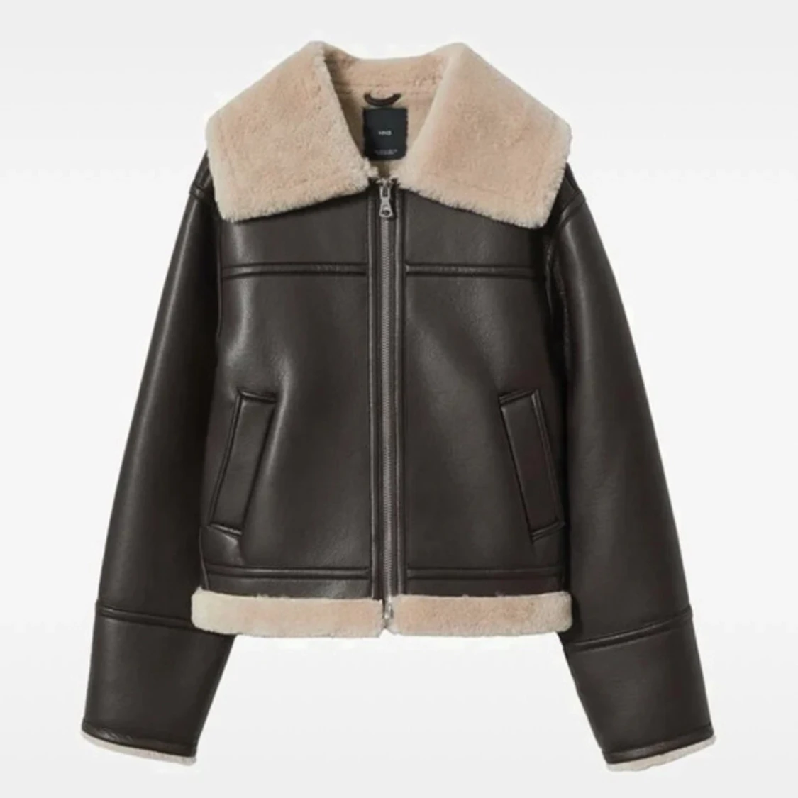 Vinterjacka med fakepäls och fakeläder