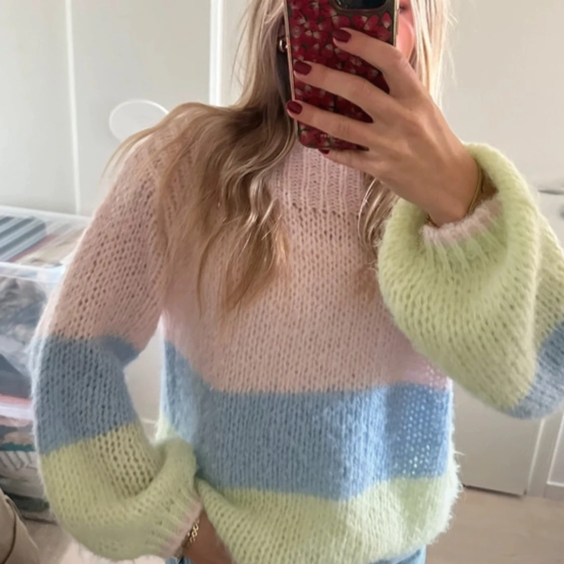 Randig stickad tröja  - 91