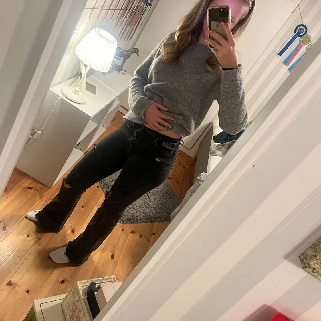 Low waist svarta jeans  - 90