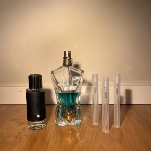 Parfymflaskor i olika designer - Jean Paul Gaultier Le Beau 5ml 85kr.                      Montblanc Explorer 5ml 65kr