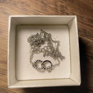 Silverfärgat halsband - Elegant silverfärgat halsband med en tunn kedja och en dekorativ ringdetalj. Perfekt för att lägga till en subtil glans till din outfit. Kommer i en enkel presentask.