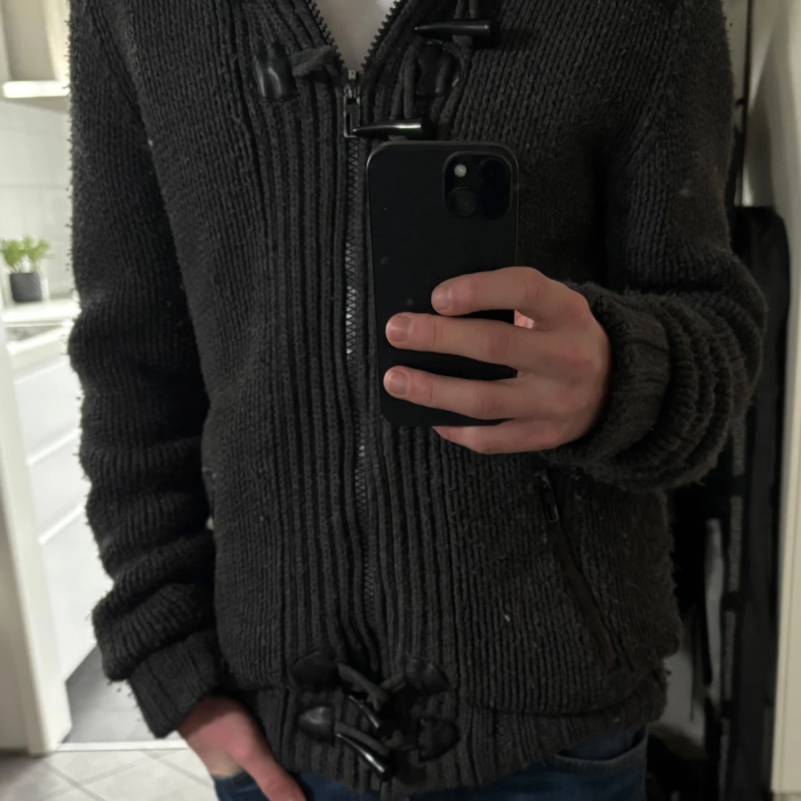 Fodrad cardigan med päls - 4