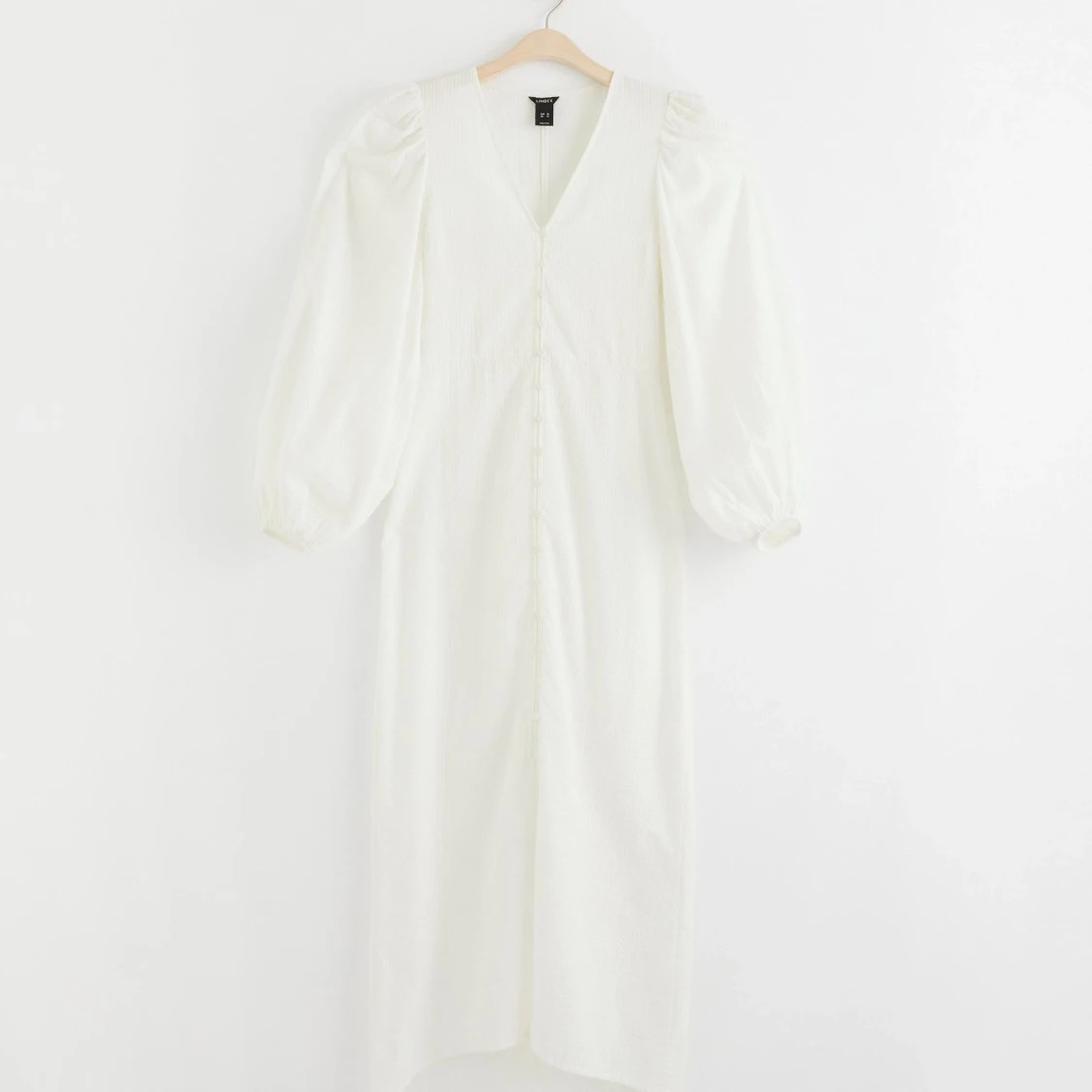 Vit långklänning med puffärmar M