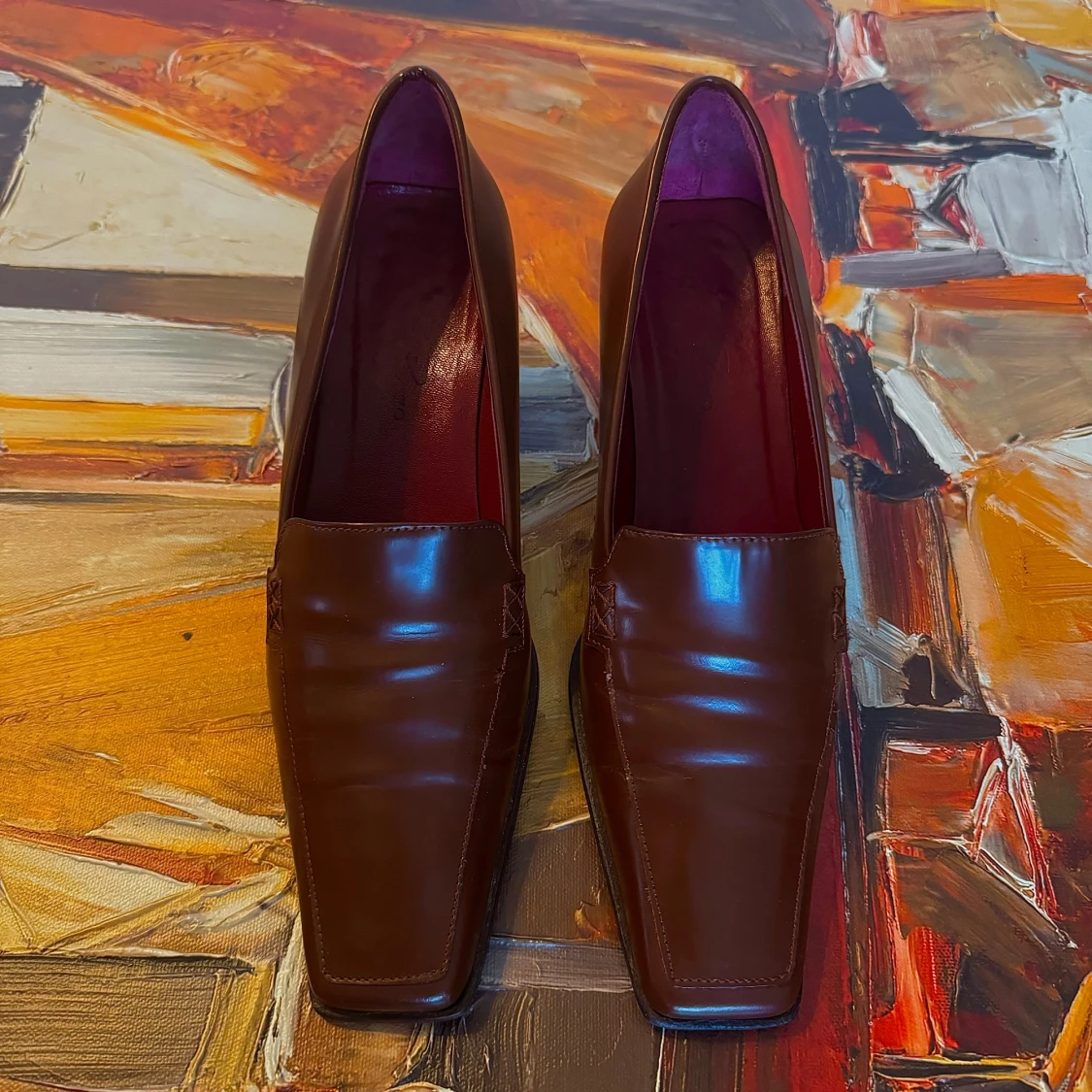 Bruna klackskor i skinn - 90