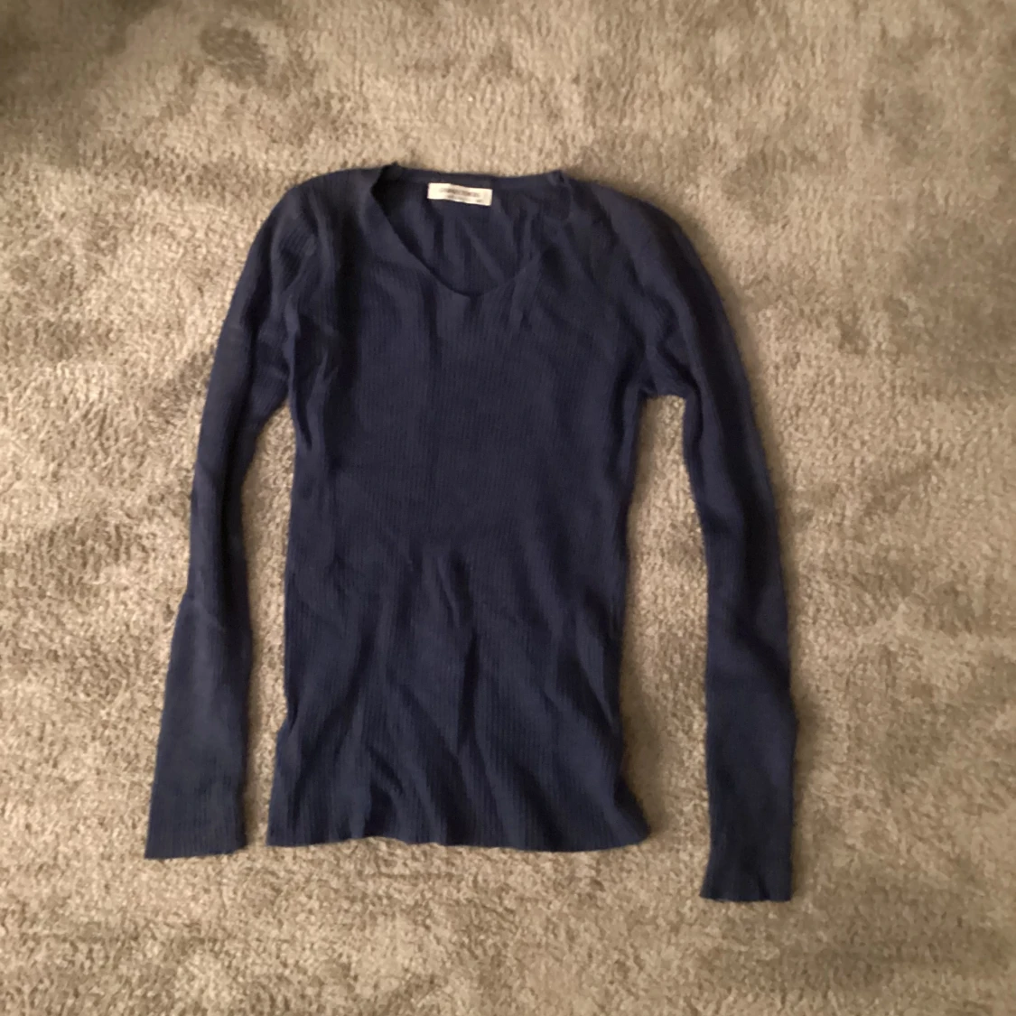 Jättefin ribbad blå långärmad - 90