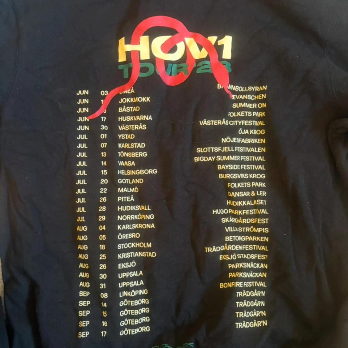 Svart hoodie med turnétryck - 1