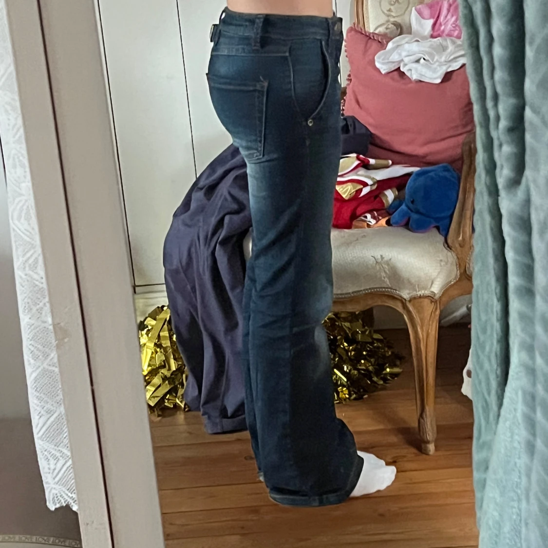 Mörkblå bootcut jeans - 2