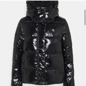 Svart pufferjacka från Calvin Klein - Säljer en snygg svart pufferjacka från Calvin Klein. Jackan är glansig och har en hög krage med dragkedja. Perfekt för vintern. Den är i mycket bra skick utan några som helst märken.