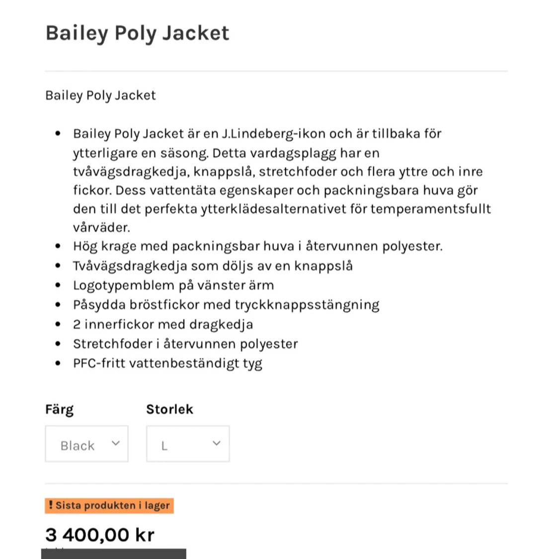 Svart jacka från J.Lindeberg - 93