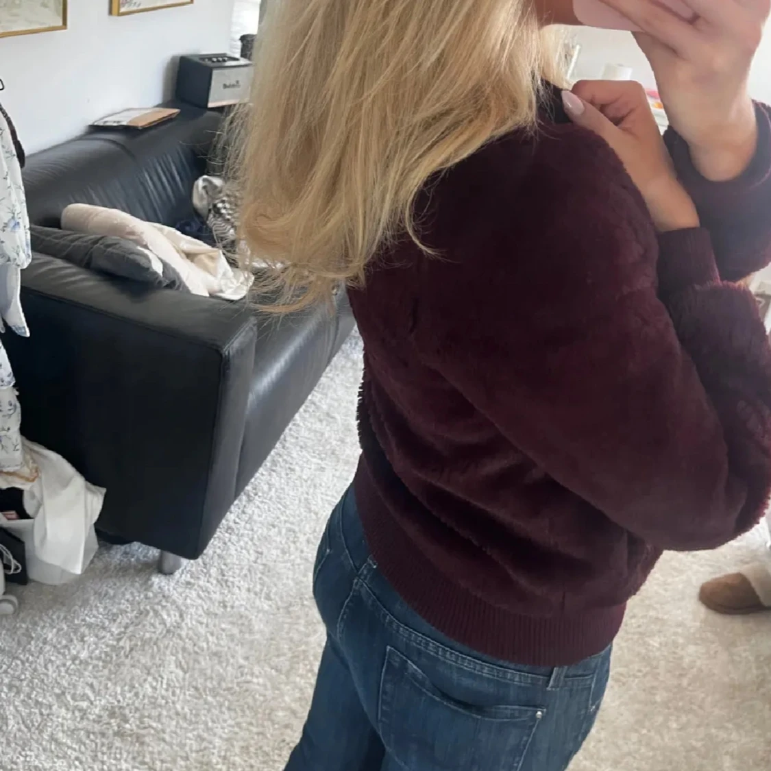 Vinröd pälsjacka  - 91