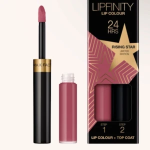 Lipfinity Lip Colour - Rising Star - Limited edition Lipfinity Lip Colour i nyansen 'Rising Star' från Max Factor. Denna läppfärg lovar 24 timmars hållbarhet och kommer med en top coat för extra glans. Perfekt för en långvarig och intensiv look. Färgen är en vacker rosa nyans som passar både dag och natt.