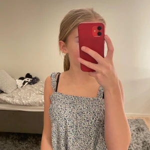 Blommig topp från Grunt - Säljer en söt blommig topp från Grunt i storlek S. Toppen har smockdetaljer och breda axelband, perfekt för sommardagar. Den är i ett mjukt och bekvämt material med ett fint blommönster i blått och lila.