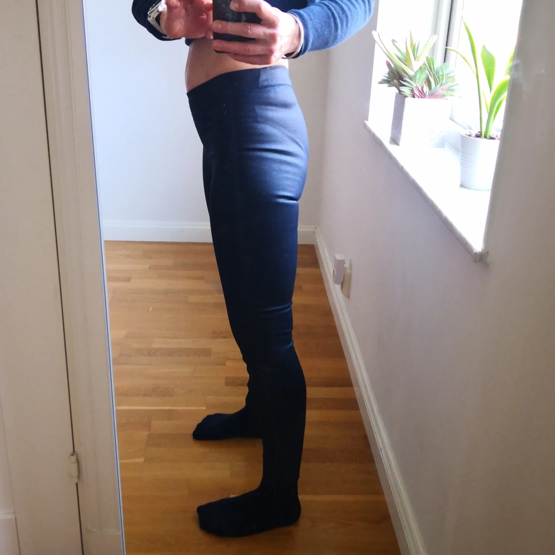 Mörkblå/Midnattsblå leggings/byxor slim fit från Designers Remix  - 2