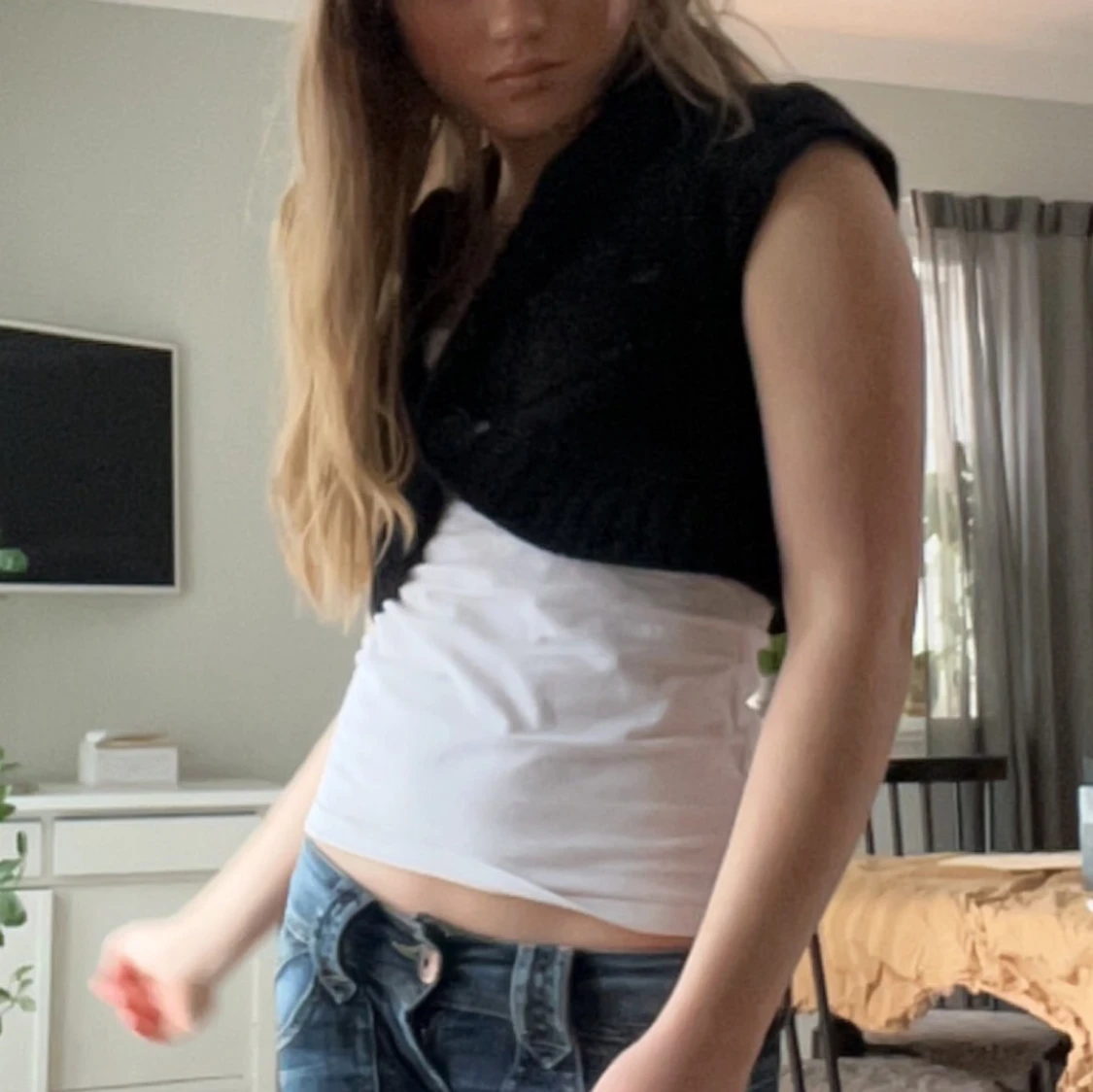 Svart stickad bolerotopp - 4