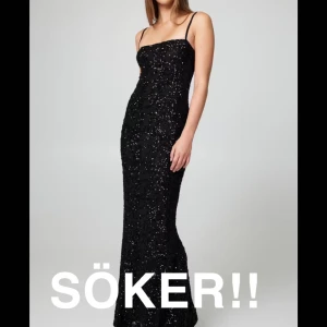 Söker!!!! Svart glittrig långklänning  - Söker akut! Storlek: S/M, klänningen är från bikbok 