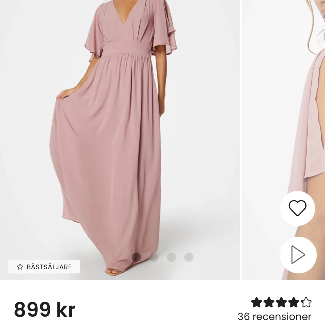 Ljusrosa balklänning med volangärmar