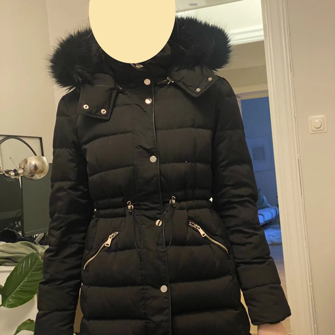 Svart Dunjacka med avtagbar päls