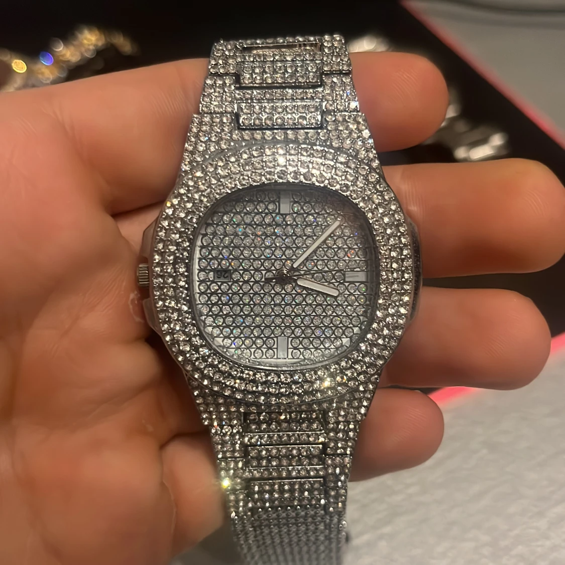 Klocka Iced out silver 