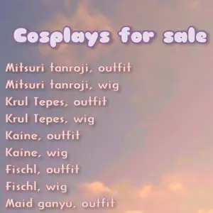 A list of cosplays for sale! If you want more pictures, have questions or are interested in the cosplays please contact me!!  ❤️❤️