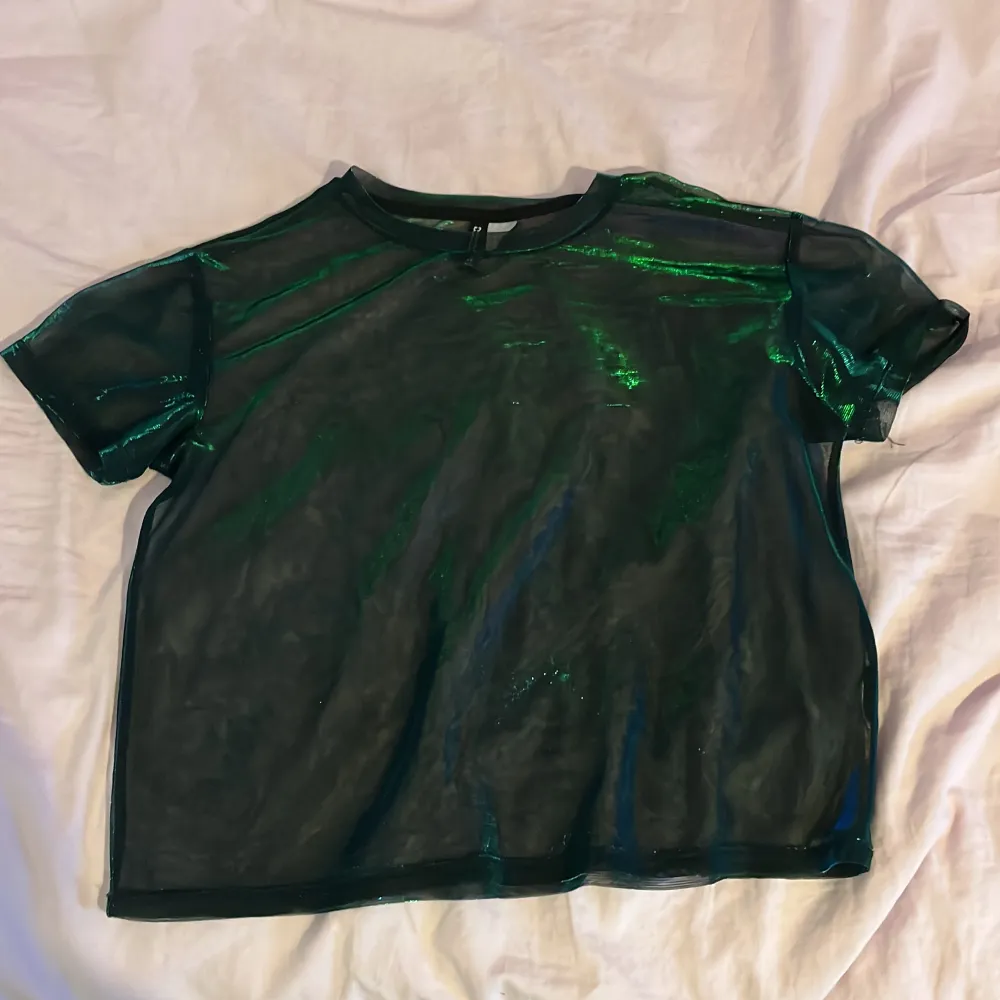 En mörkblå/grön skiftande t-shorts i mesh material från H&M Divided i strl S. Den är ganska loosefit. T-shirts.