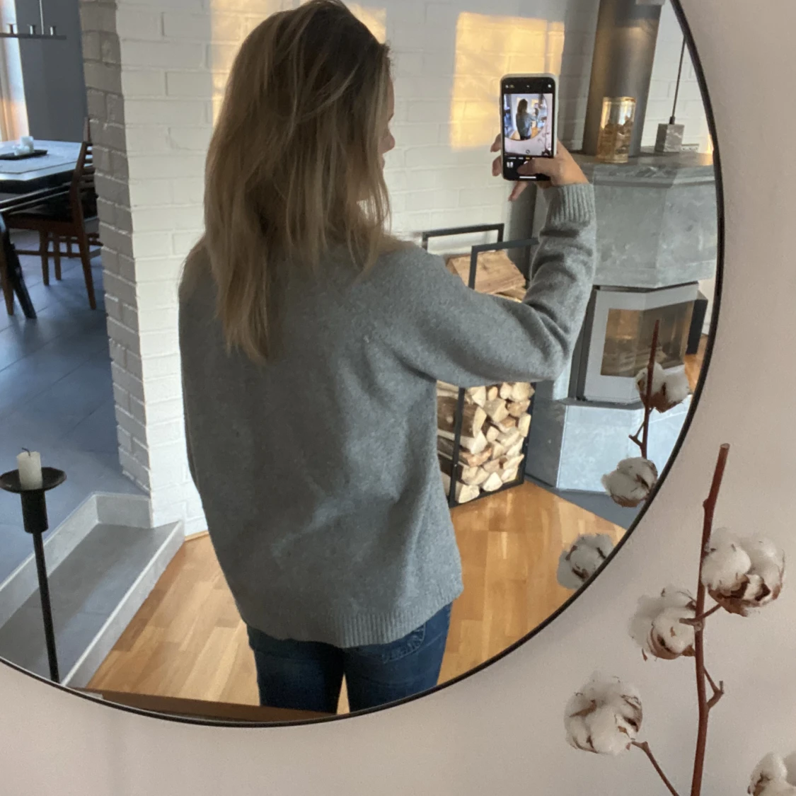 Grå stickad tröja - 90