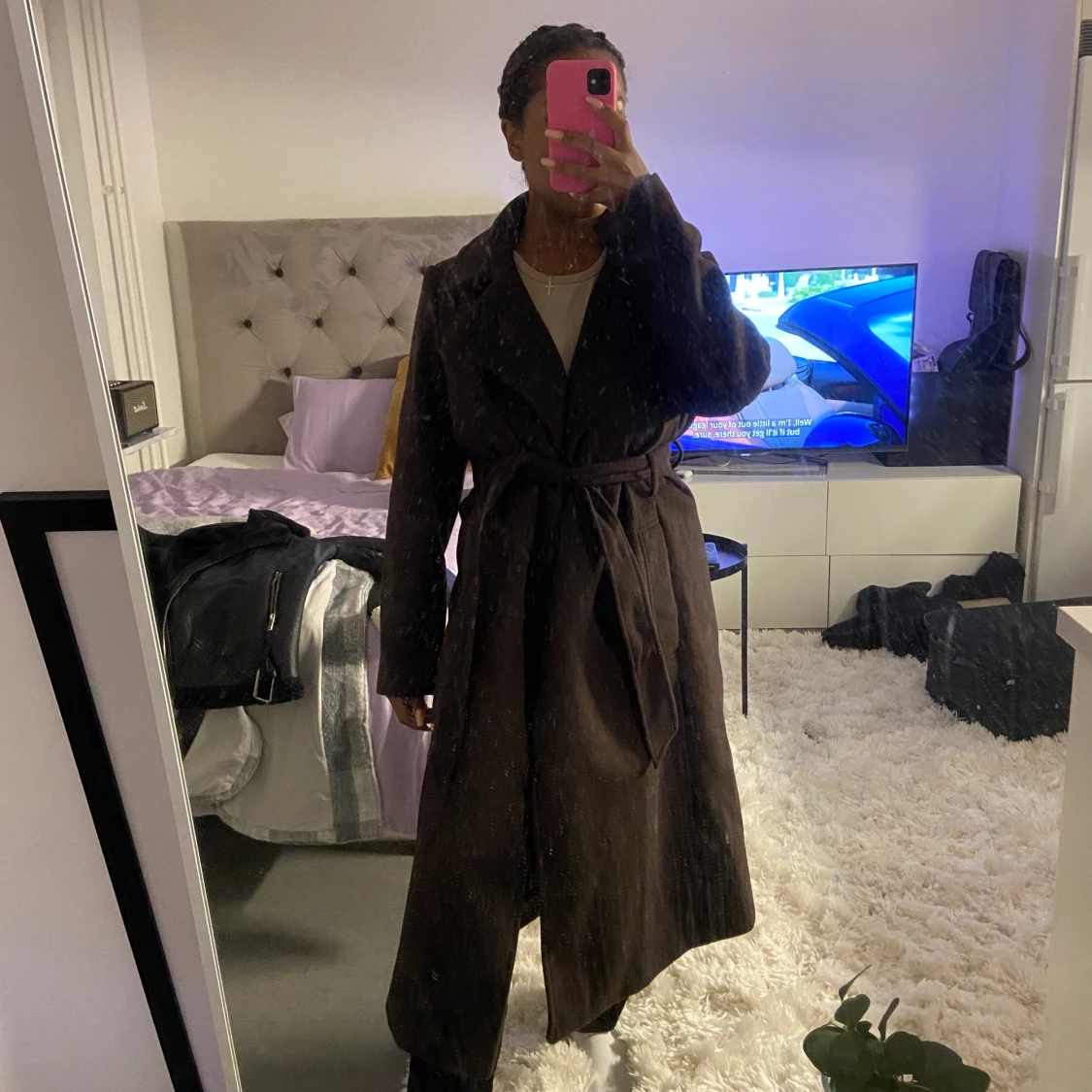 Kappa i trendig brun färg  - 91