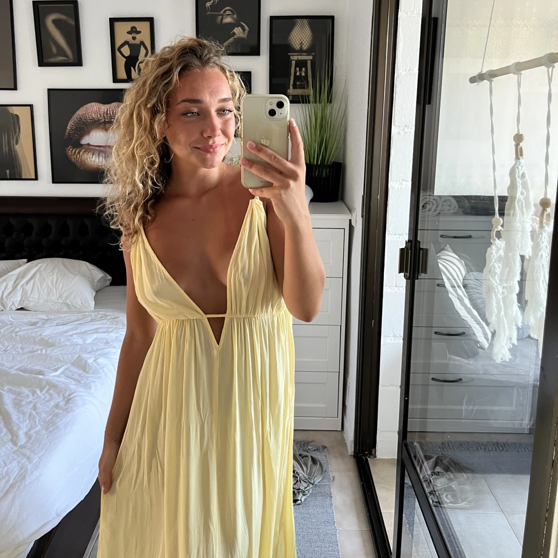 💛gul lång sommarklänning