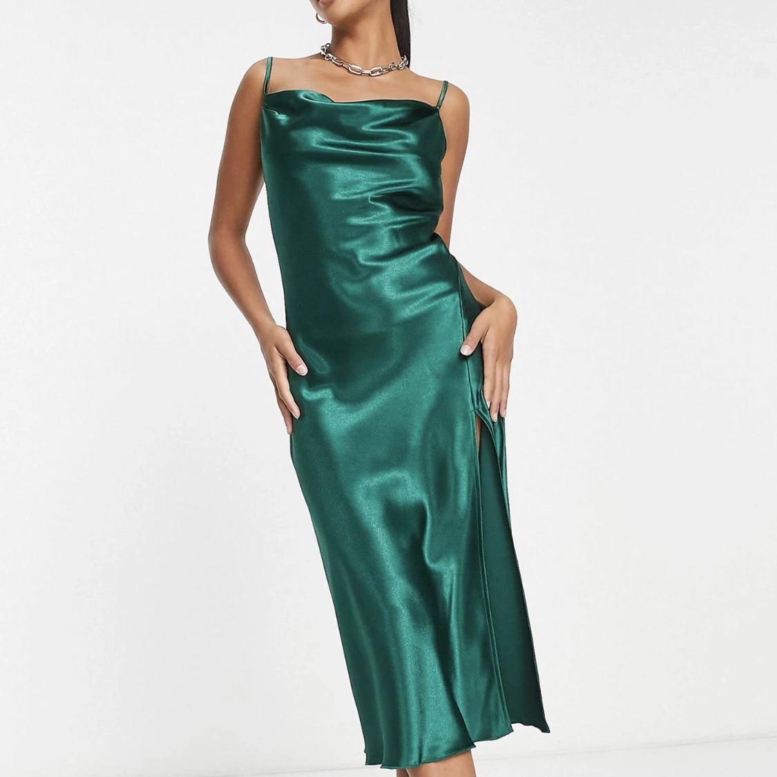 Grön klänning satin - 91