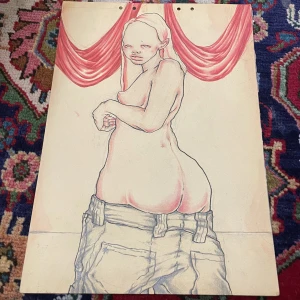 girl in jeans 30x40cm - original på akvarellpapper köpare står för frakt <3