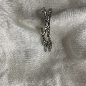 Silvriga örhängen  - Jätte snygga silvriga örhängen! Med små diamanter på och blixtar⚡️oanvända. På sista bilden är det ett par snäck örhängen, de är också oanvända, 10kr❤️