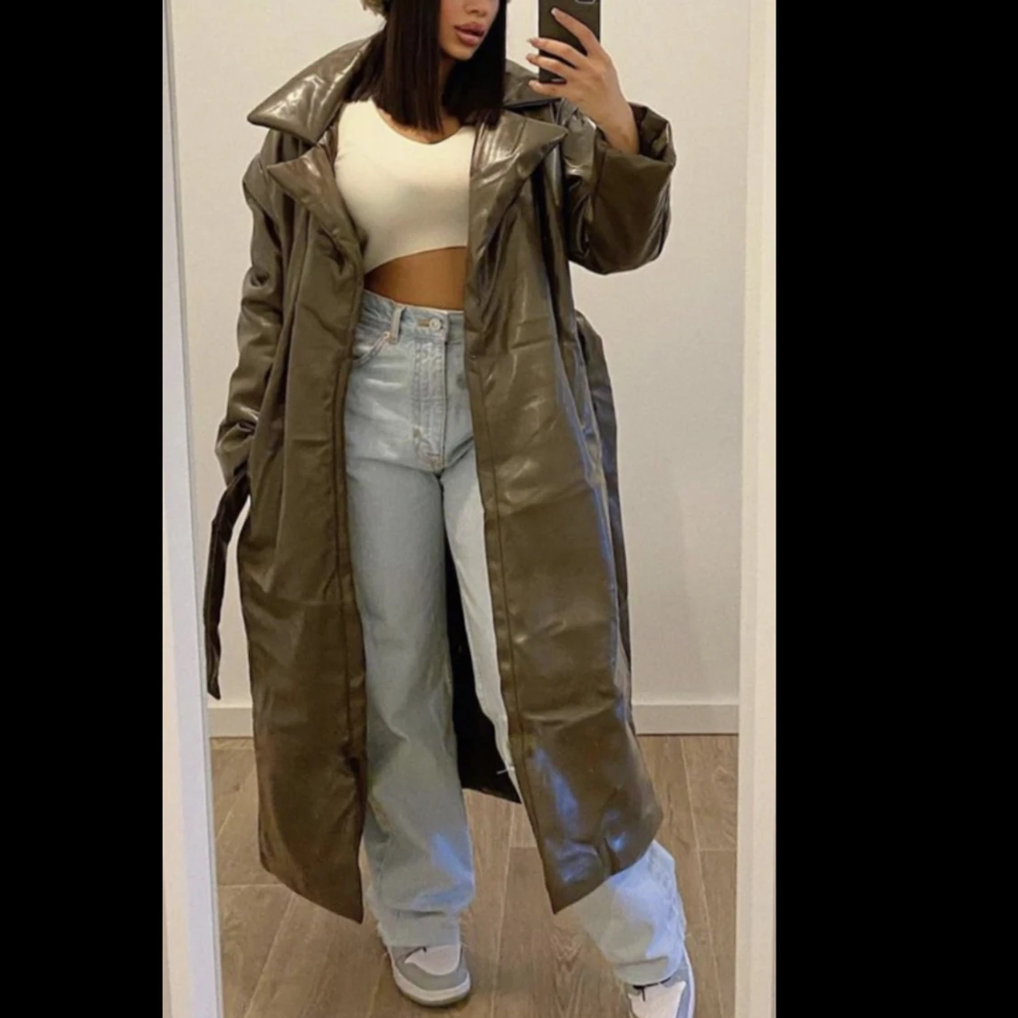 Khaki Grön Faux Leather Kappa