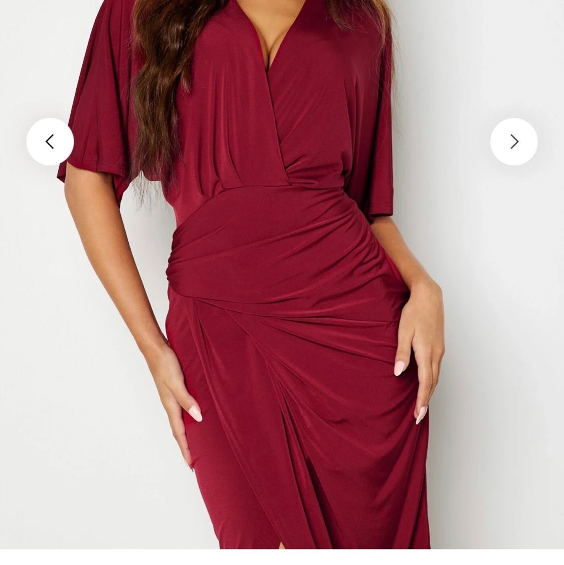 Kimono Sleeve rouch dress wine  - 90