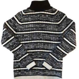 Stickad polotröja - randig polotröja, varm och bekväm inte stickig