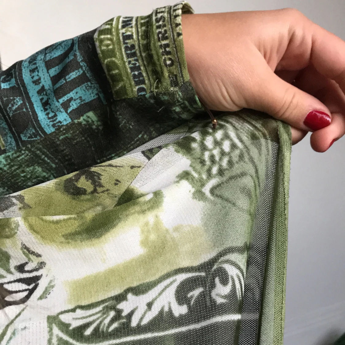 Grön mönstrad meshtröja  - 91