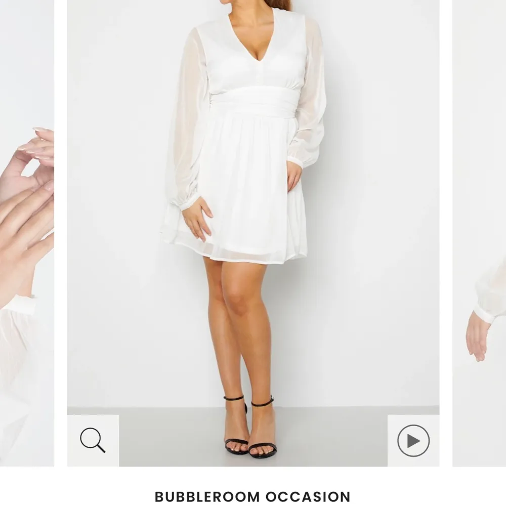 Hej! Säljer en vit klänning från bubbelpool. Aldrig använd pga för stor. Storlek 42. Säljer för 350kr, kan tänka mig att sänka. Nypris 549kr.. Klänningar.
