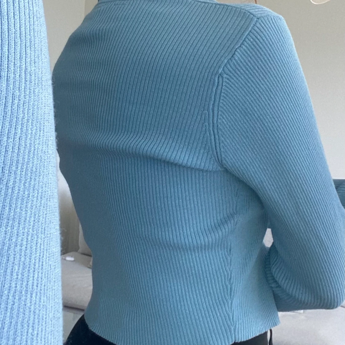 Ribbad, långärmad topp - 90