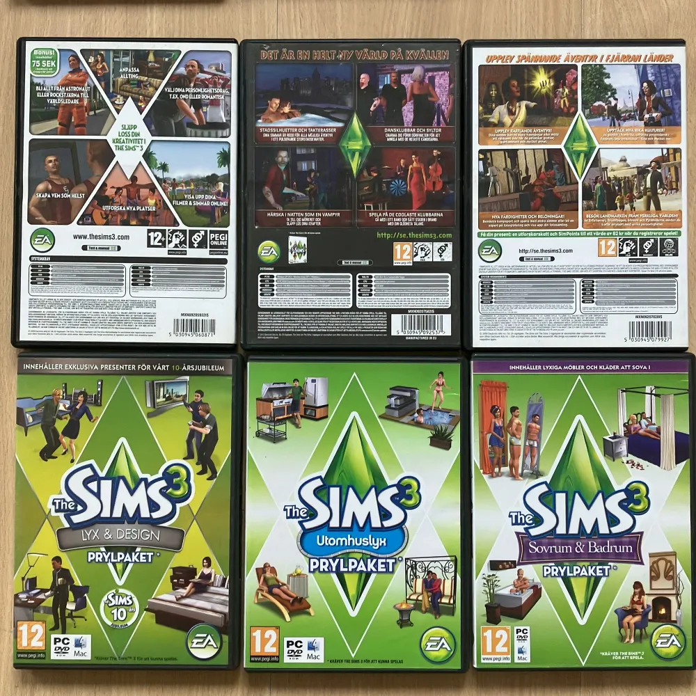 Säljer vår samling av Sims 3 med olika expansionspaketet samt prylpaket🌟allt är fungerande och i fint skick! 40kr st. Övrigt.