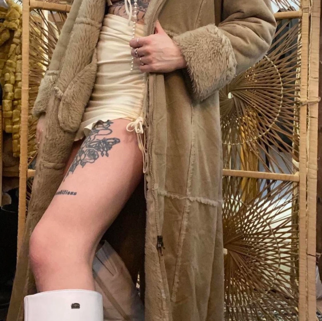 Varm lång pälskappa - 90