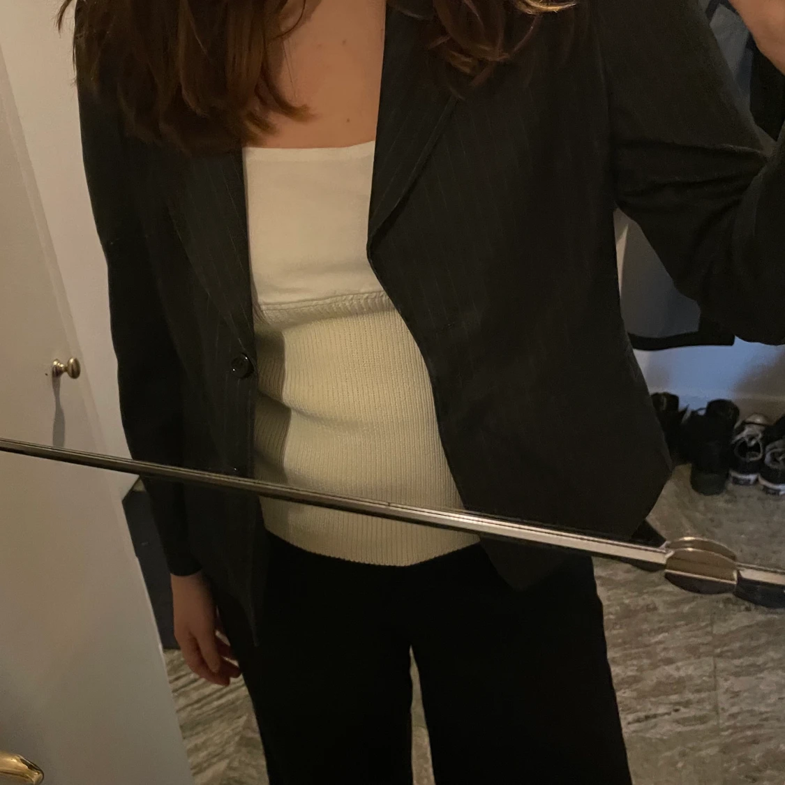 Randig grå kavaj  - 90