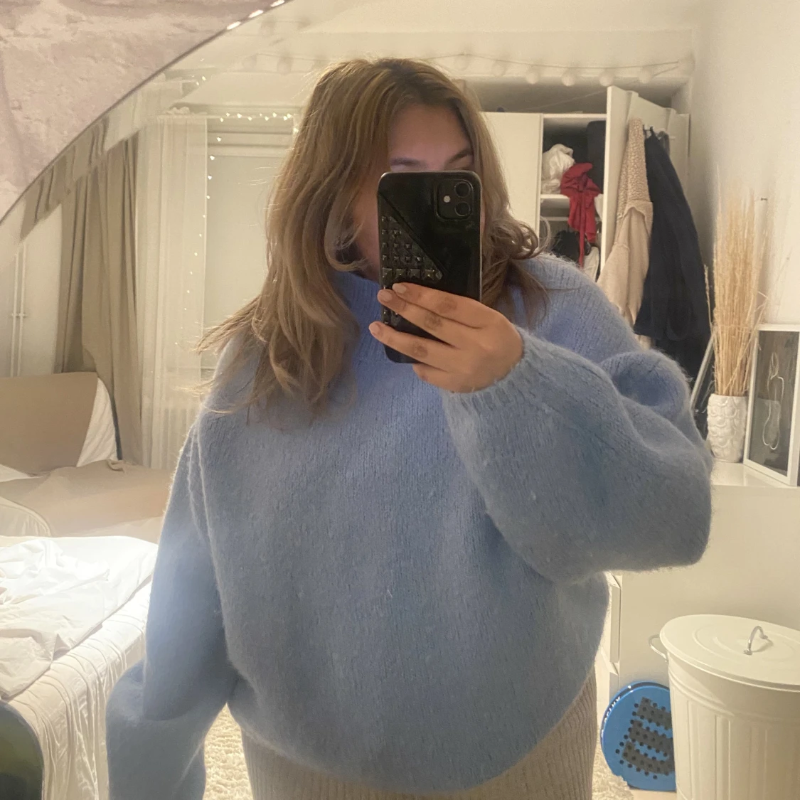  Blå stickad tröja  - 90