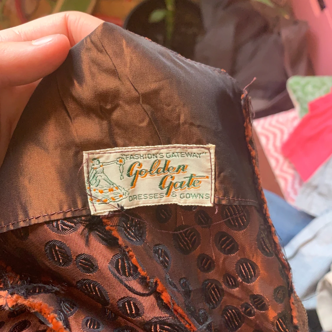 Vintage svart/orange klänning  - 91